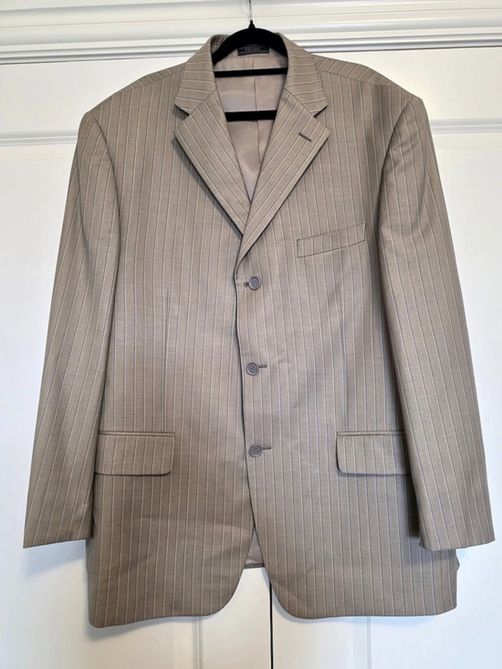 PRADA MILANO MEN'S VIRGIN WOOL PINSTRIPE 3-BUTTON BLAZER IT 52 MADE IN ITALY